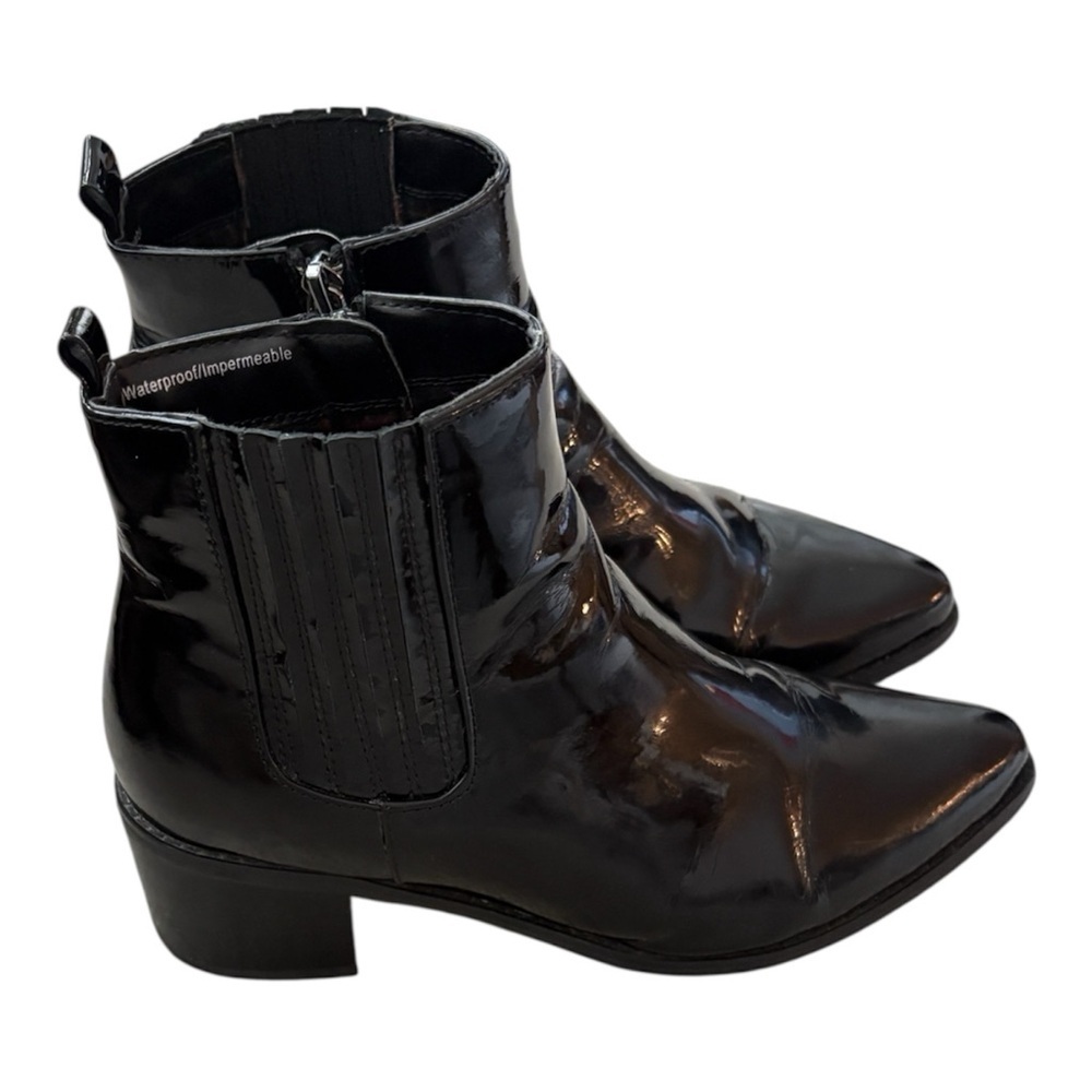 Blondo Elvina Black Patent Leather Classic Stylish Ankle Boots Booties sz 8